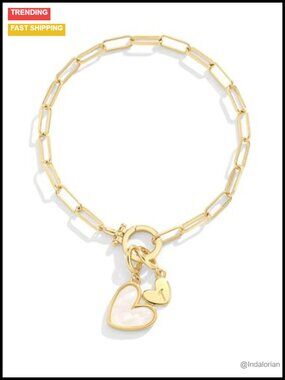 Gold Plated Mother of Pearl Initial Heart Stretch Bracelet Stainless Steel